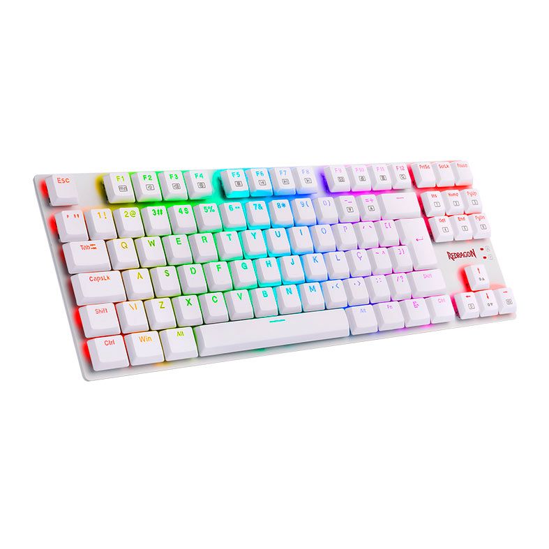 Teclado Mecanico Gamer Redragon APS, RGB, Switch Azul, Branco, K607W-RGB-PT-BLUE