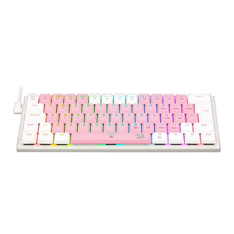 Teclado Mecanico Gamer Redragon Anivia, RGB, ABNT, Switch Marrom, Rosa e Branco, K614PW-RGB-PT-BROWN