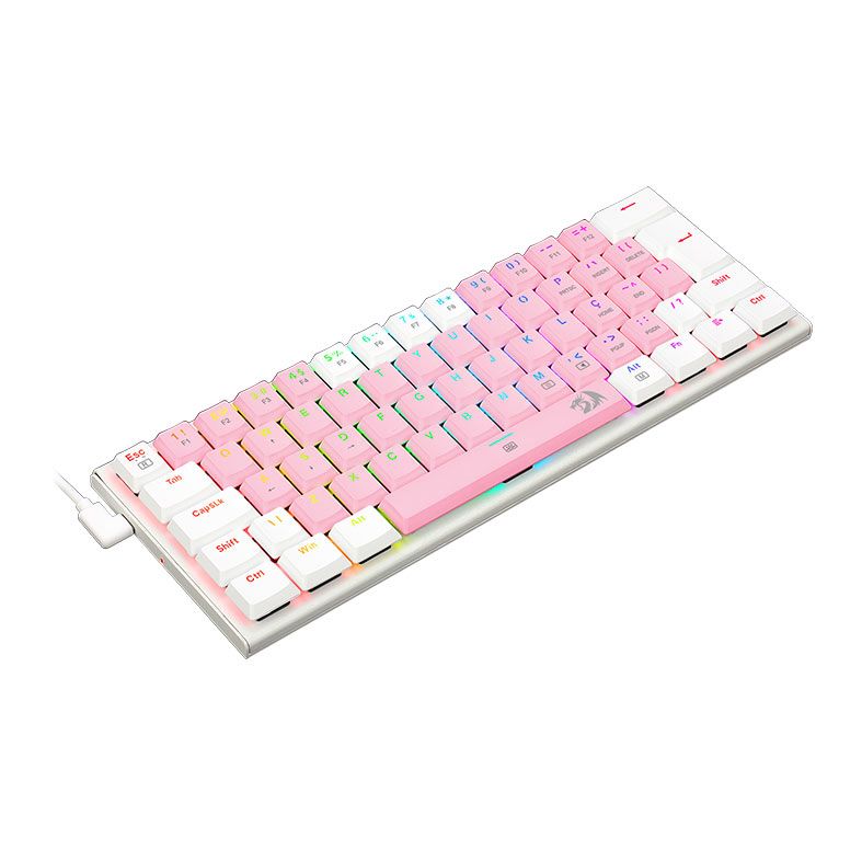 Teclado Mecanico Gamer Redragon Anivia, RGB, ABNT, Switch Marrom, Rosa e Branco, K614PW-RGB-PT-BROWN