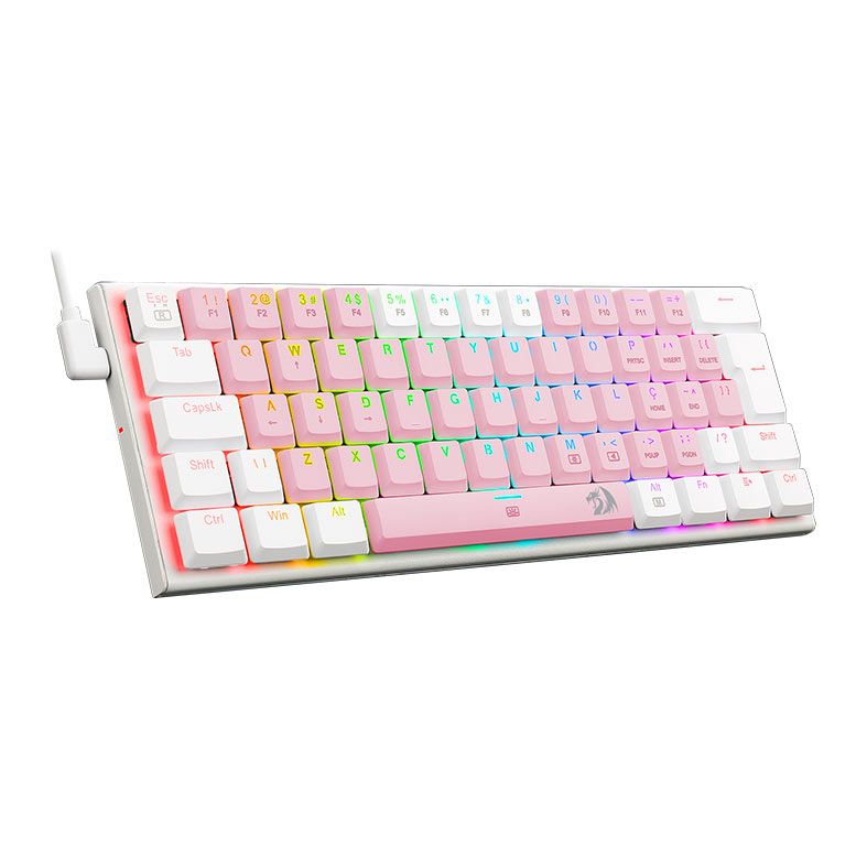 Teclado Mecanico Gamer Redragon Anivia, RGB, ABNT, Switch Marrom, Rosa e Branco, K614PW-RGB-PT-BROWN