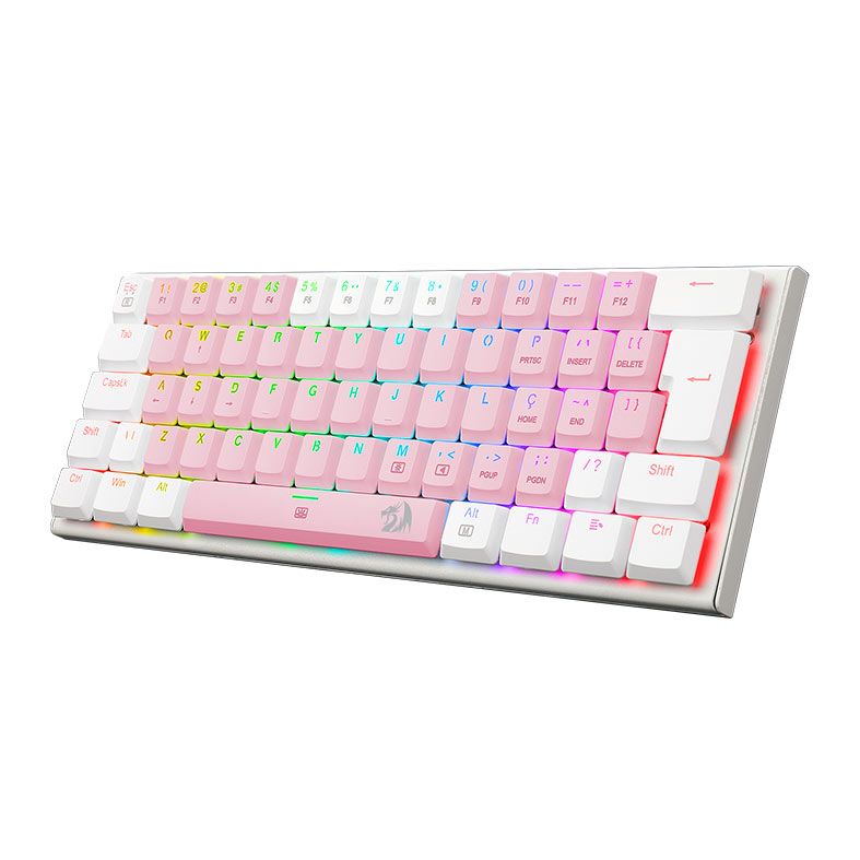 Teclado Mecanico Gamer Redragon Anivia, RGB, ABNT, Switch Marrom, Rosa e Branco, K614PW-RGB-PT-BROWN