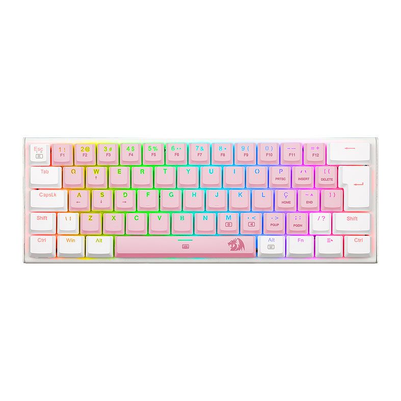 Teclado Mecanico Gamer Redragon Anivia, RGB, ABNT, Switch Marrom, Rosa e Branco, K614PW-RGB-PT-BROWN