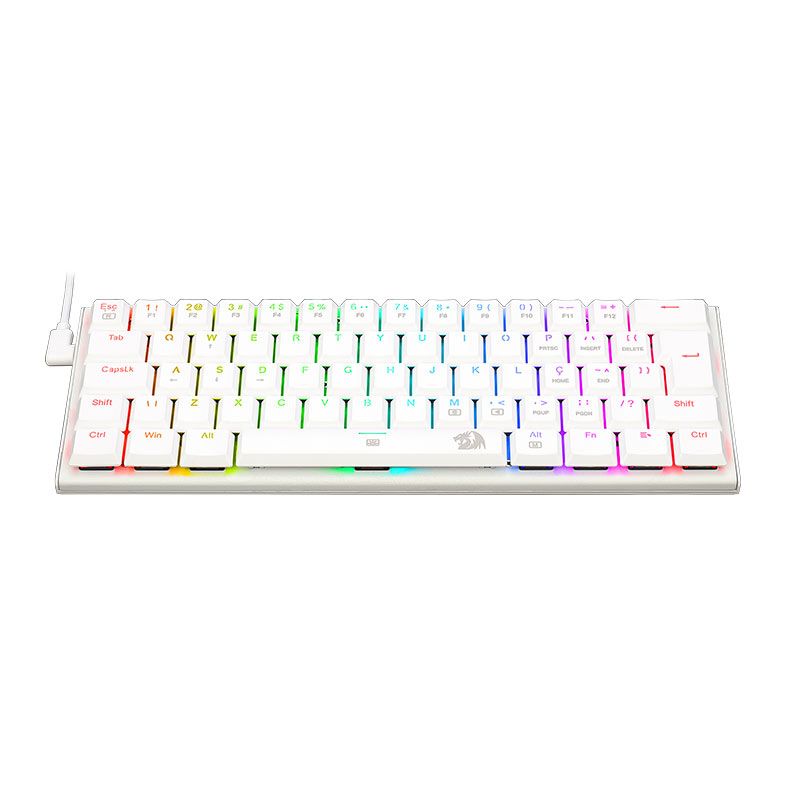 Teclado Mecanico Gamer Redragon Anivia, RGB, ABNT, Switch Marrom, Branco, K614W-RGB-PT-BROWN