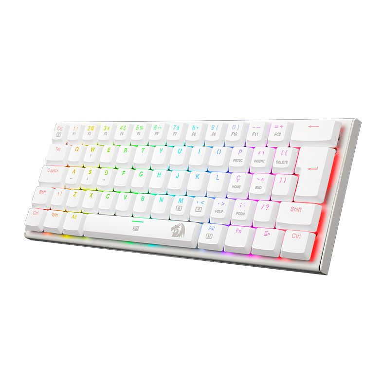 Teclado Mecanico Gamer Redragon Anivia, RGB, ABNT, Switch Marrom, Branco, K614W-RGB-PT-BROWN