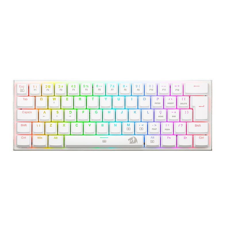 Teclado Mecanico Gamer Redragon Anivia, RGB, ABNT, Switch Marrom, Branco, K614W-RGB-PT-BROWN
