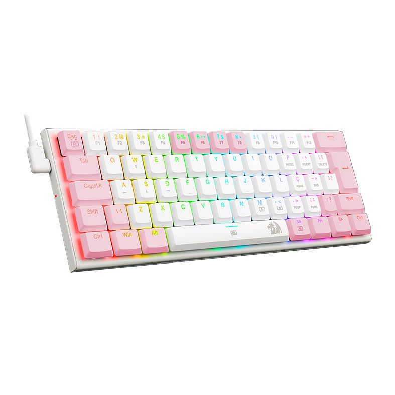 Teclado Mecanico Gamer Redragon Anivia, RGB, ABNT, Switch Marrom, Branco e Rosa, K614WP-RGB-PT-BROWN