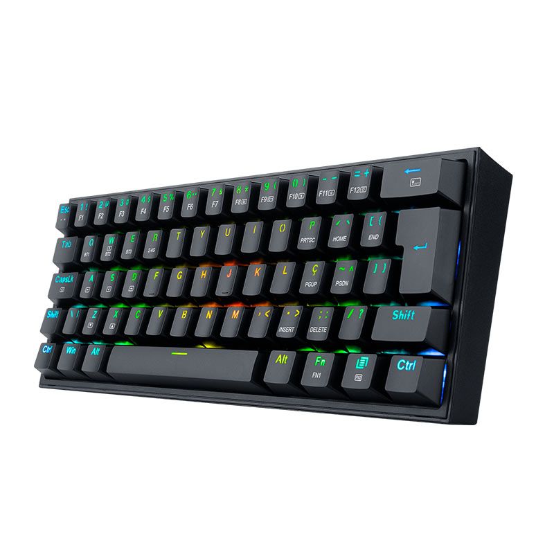 Teclado Mecanico Gamer Redragon Fizz Pro, RGB, Wireless, Switch Brown, Preto, K616-RGB-B-BROWN