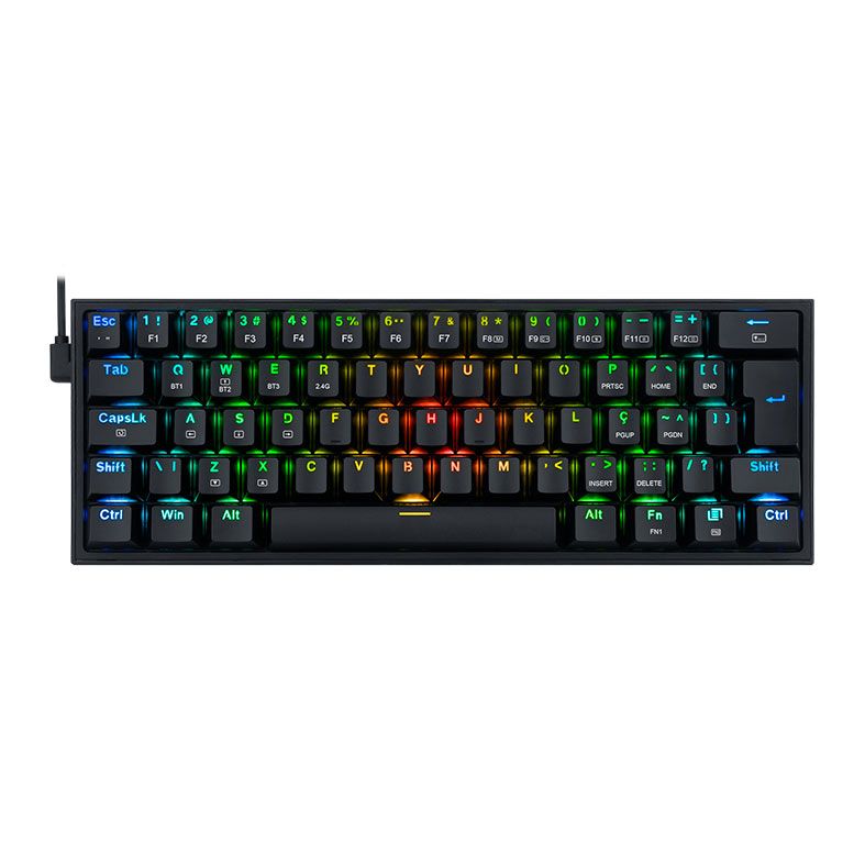 Teclado Mecanico Gamer Redragon Fizz Pro, RGB, Wireless, Switch Blue, Preto, K616-RGB-B-PT-BLUE