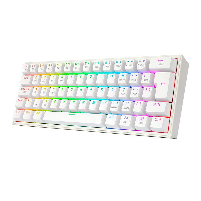 Teclado Mecanico Gamer Redragon Fizz Pro, RGB, Wireless, Switch Brown, Branco, K616-RGB-W-BROWN