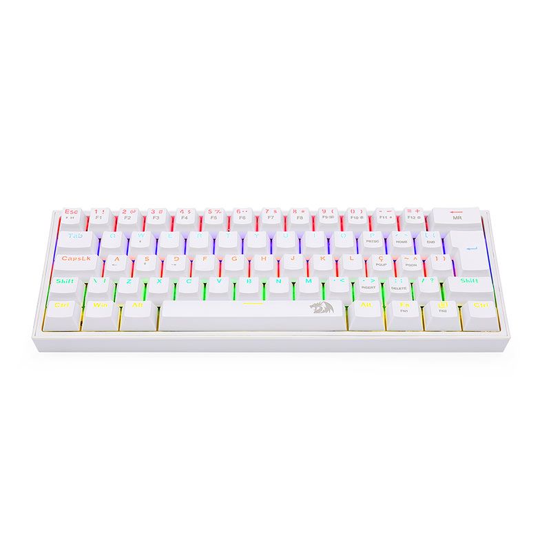 Teclado Mecanico Gamer Redragon Fizz, Rainbow, Switch Azul, Branco, K617-R-W PT-BLUE