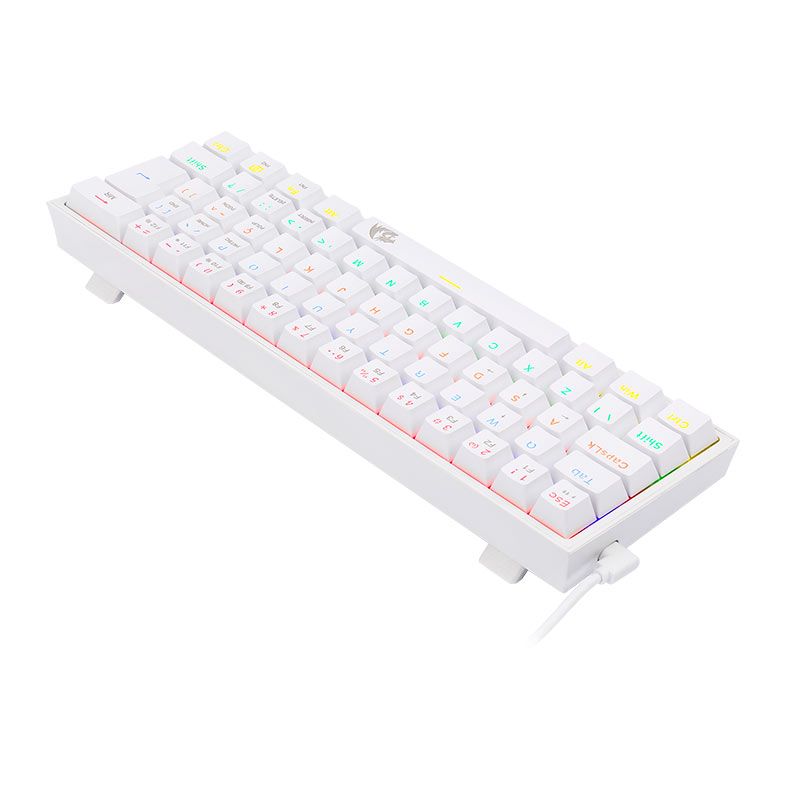 Teclado Mecanico Gamer Redragon FIZZ, RAINBOW, ABNT2, Switch Marron, Branco, K617-R-W-PT-BROWN