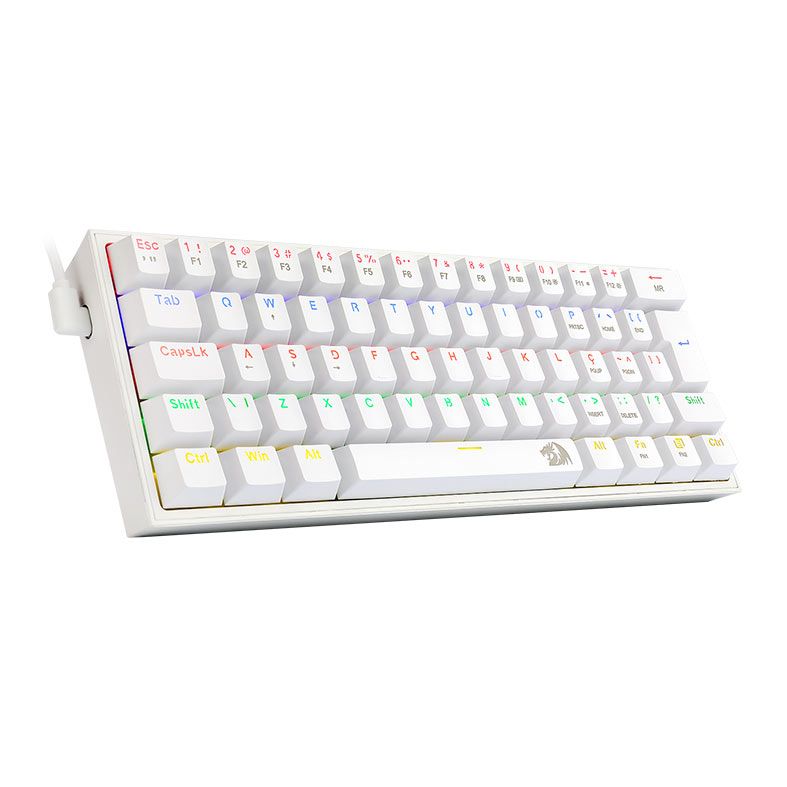 Teclado Mecanico Gamer Redragon FIZZ, RAINBOW, ABNT2, Switch Marron, Branco, K617-R-W-PT-BROWN