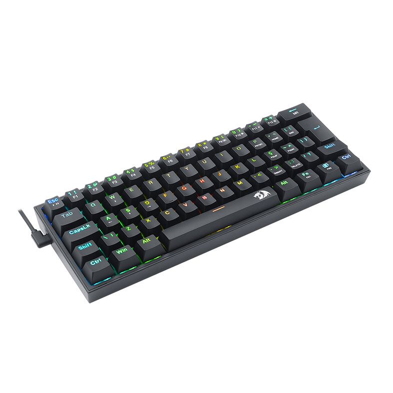 Teclado Mecanico Gamer Redragon FIZZ, RGB, ABNT2, Switch Marron, Preto, K617-RGB-B-PT-BROWN