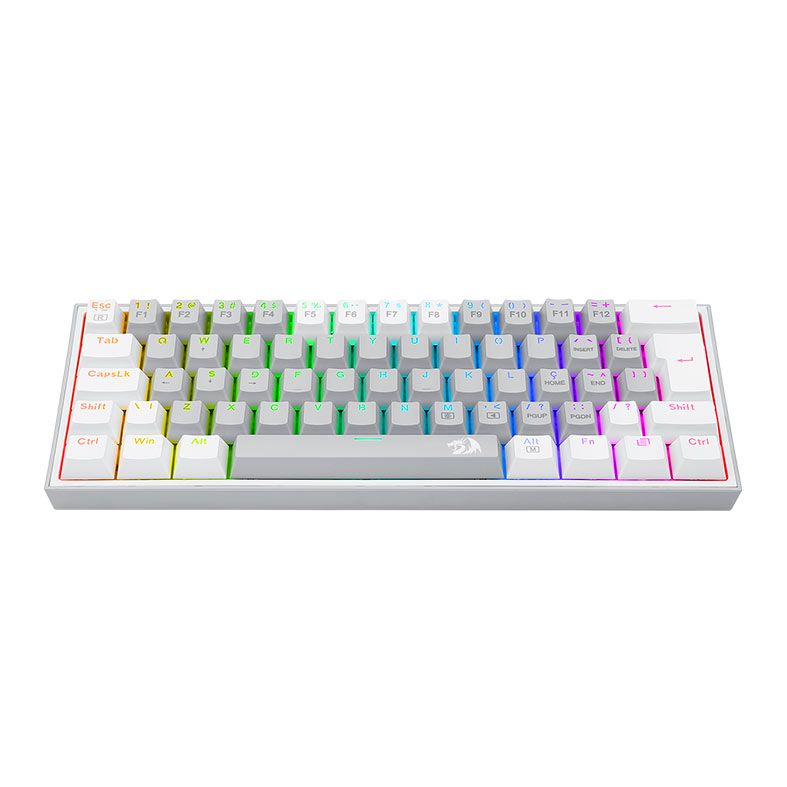 Teclado Mecanico Redragon Fizz, RGB, Switch Azul, Branco e Cinza, K617-RGB-GW-PT-BLUE