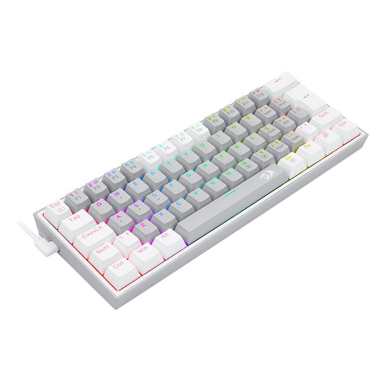 Teclado Mecanico Redragon Fizz, RGB, Switch Azul, Branco e Cinza, K617-RGB-GW-PT-BLUE