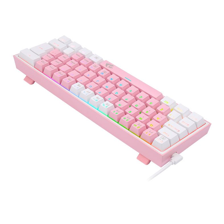 Teclado Mecanico Gamer Redragon Fizz, RGB, Compacto, Switch Blue, Branco e Rosa, K617-RGB-PW