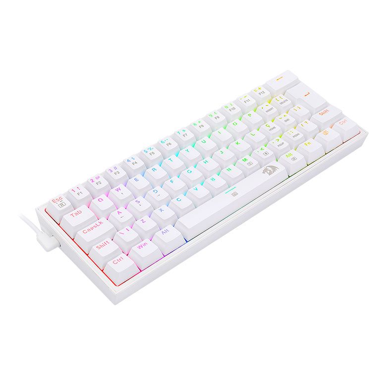 Teclado Mecanico Gamer Redragon FIZZ, RGB, ABNT2, Switch Marron, Branco, K617-RGB-W-PT-BROWN