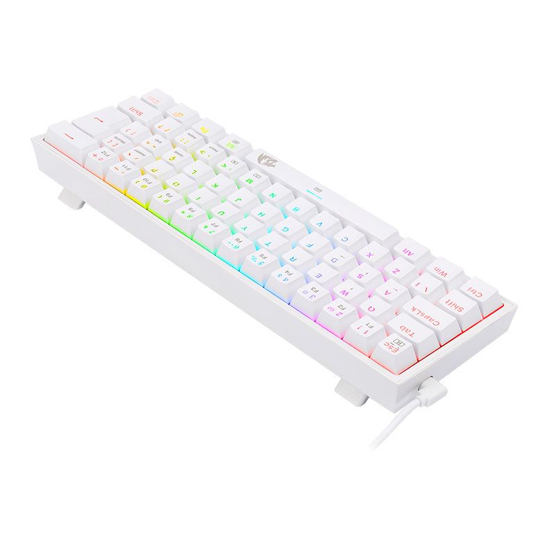 Teclado Mecanico Redragon Fizz, RGB, ABNT2, Compacto, Switch Azul, Branco, K617-RGB-W