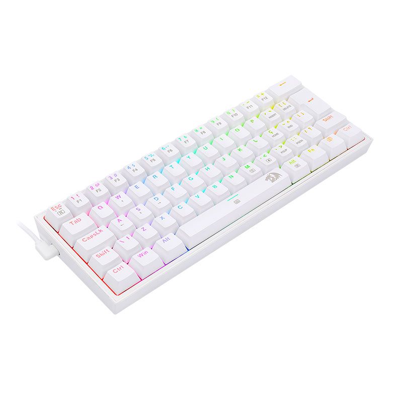 Teclado Mecanico Redragon Fizz, RGB, ABNT2, Compacto, Switch Azul, Branco, K617-RGB-W