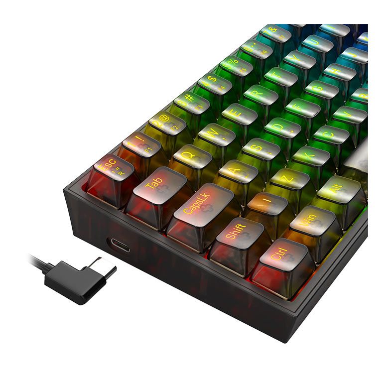Teclado Mecanico Gamer Redragon Fizz, RGB, Switch Crystal, Transparente, K617CTB-RGB