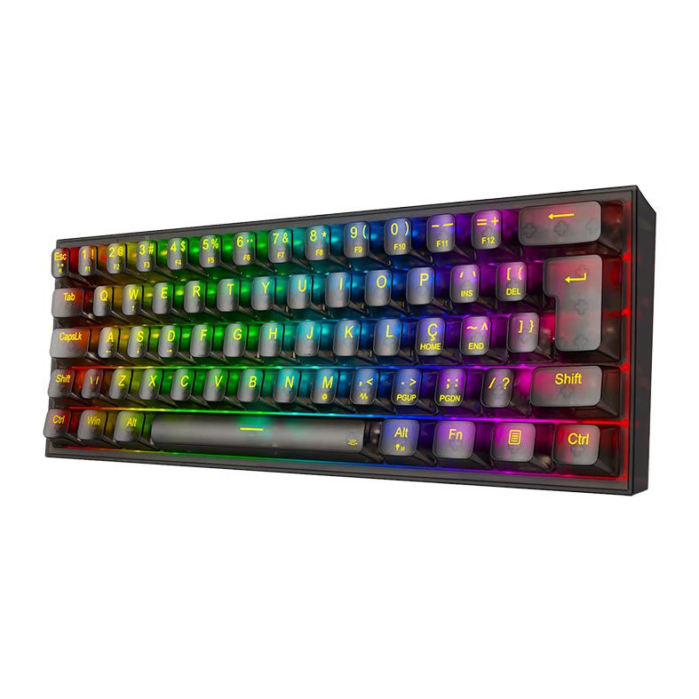 Teclado Mecanico Gamer Redragon Fizz, RGB, Switch Crystal, Transparente, K617CTB-RGB