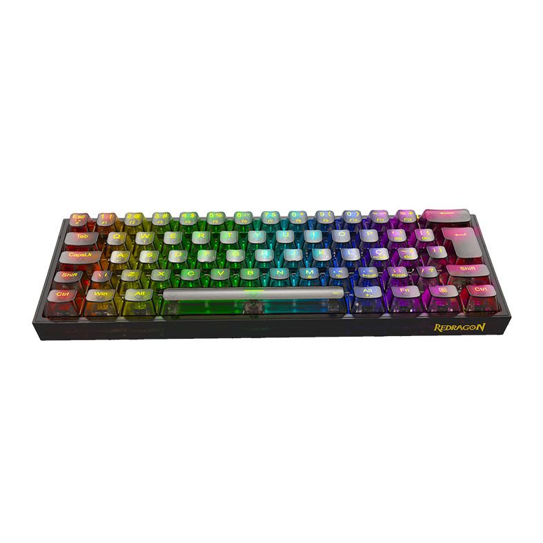 Teclado Mecanico Gamer Redragon Fizz, RGB, Switch Crystal, Transparente, K617CTB-RGB