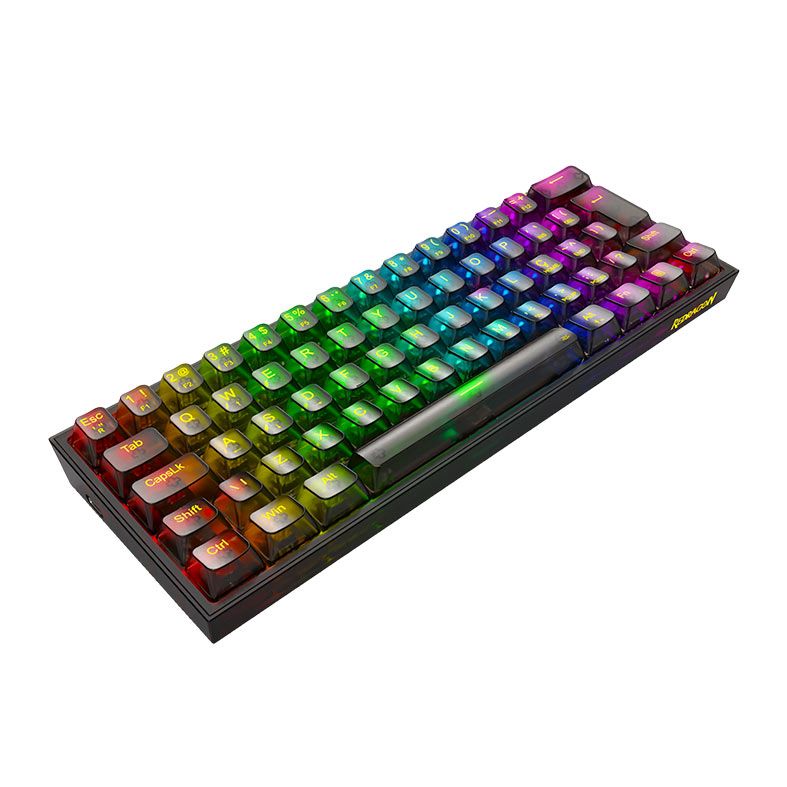 Teclado Mecanico Gamer Redragon Fizz, RGB, Switch Crystal, Transparente, K617CTB-RGB