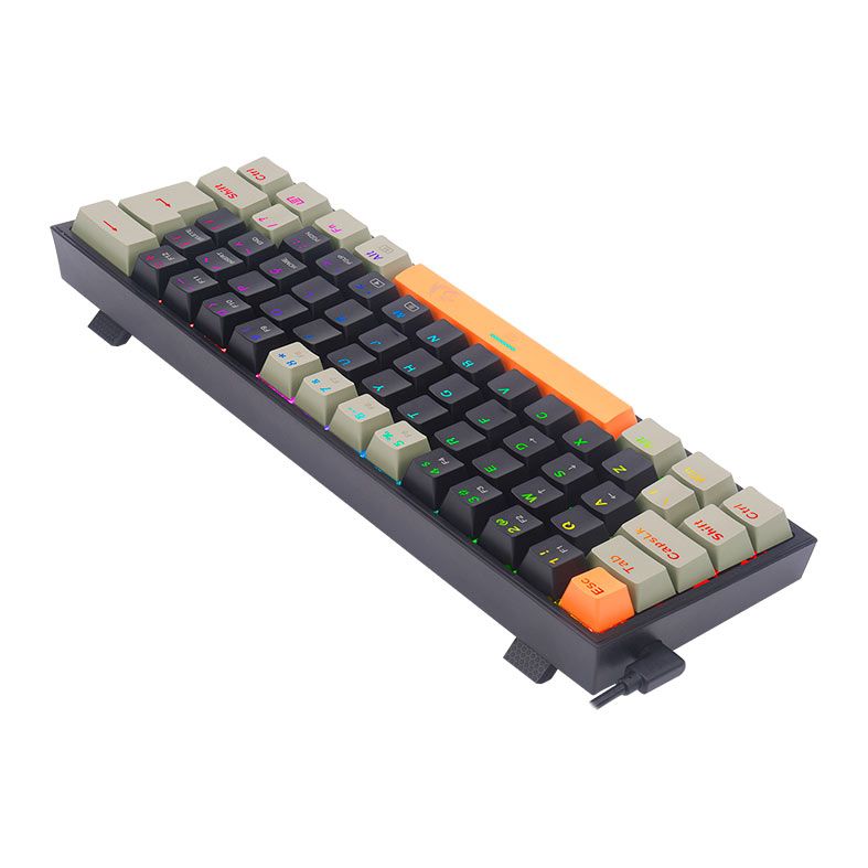Teclado Mecanico Gamer Redragon Fizz, RGB, Switch Marrom, Preto, K617RGB-OG-BK-GY