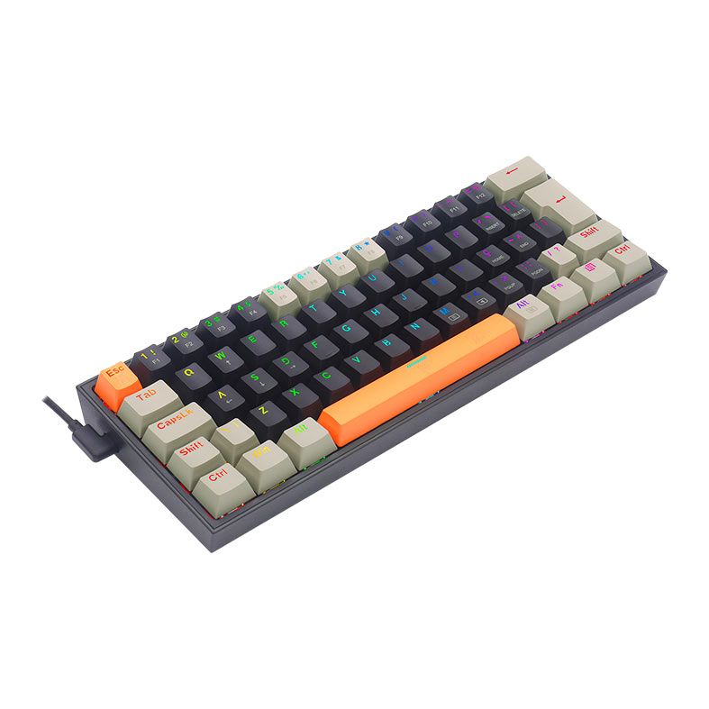 Teclado Mecanico Gamer Redragon Fizz, RGB, Switch Marrom, Preto, K617RGB-OG-BK-GY