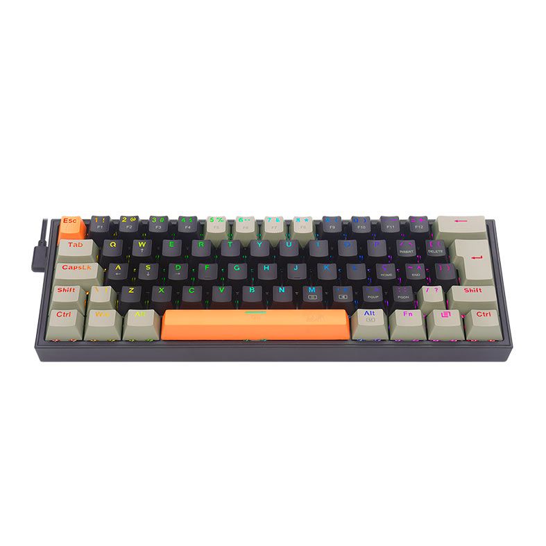 Teclado Mecanico Gamer Redragon Fizz, RGB, Switch Marrom, Preto, K617RGB-OG-BK-GY