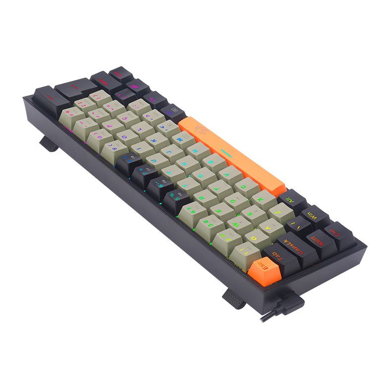 Teclado Mecanico Gamer Redragon Fizz, RGB, Switch Marrom, Preto, K617RGB-OG-GY-BK