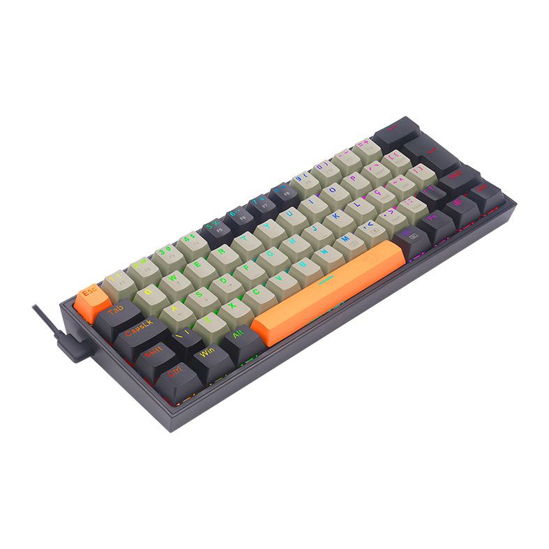 Teclado Mecanico Gamer Redragon Fizz, RGB, Switch Marrom, Preto, K617RGB-OG-GY-BK