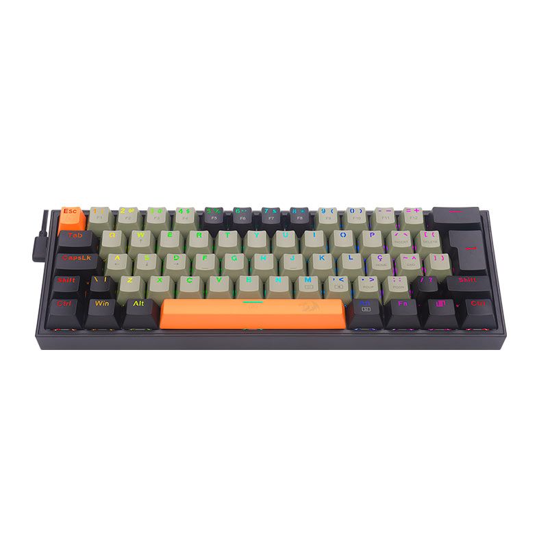 Teclado Mecanico Gamer Redragon Fizz, RGB, Switch Marrom, Preto, K617RGB-OG-GY-BK