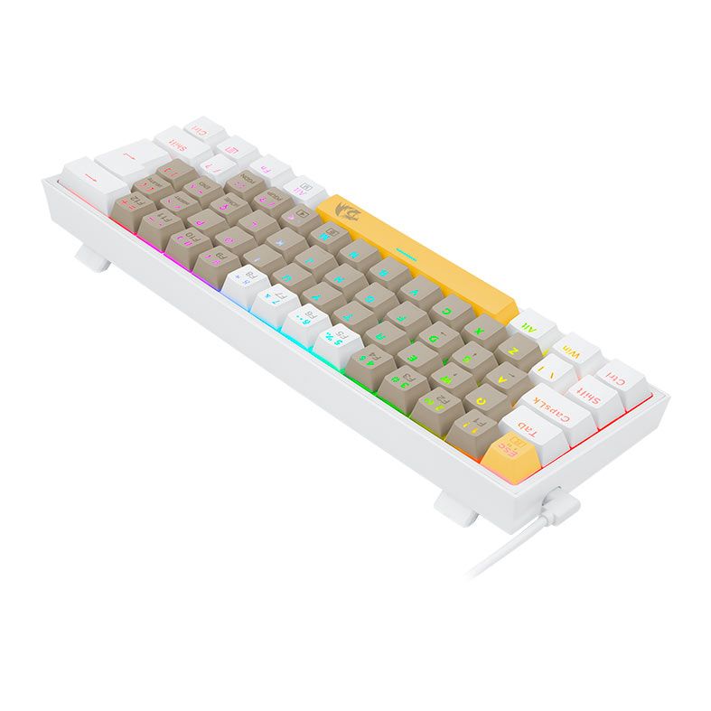 Teclado Mecanico Gamer Redragon Fizz, RGB, Switch Marrom, Branco, K617RGB-YL-GY-WT