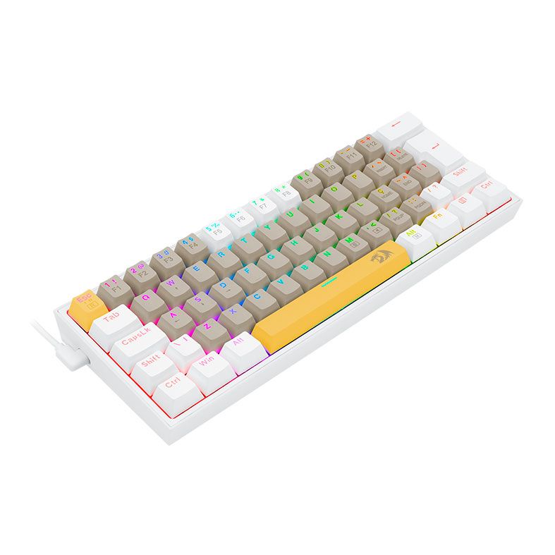 Teclado Mecanico Gamer Redragon Fizz, RGB, Switch Marrom, Branco, K617RGB-YL-GY-WT