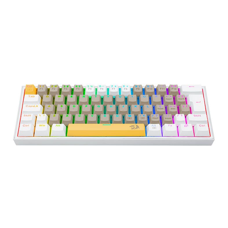 Teclado Mecanico Gamer Redragon Fizz, RGB, Switch Marrom, Branco, K617RGB-YL-GY-WT