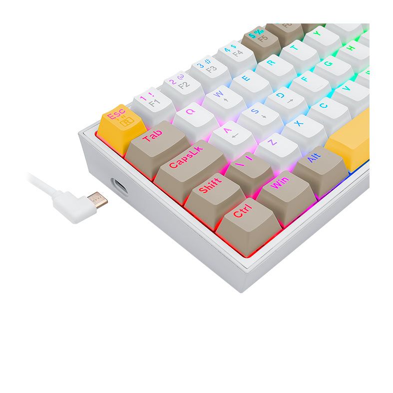 Teclado Mecanico Gamer Redragon Fizz, RGB, Switch Marrom, Branco, K617RGB-YL-WT-GY