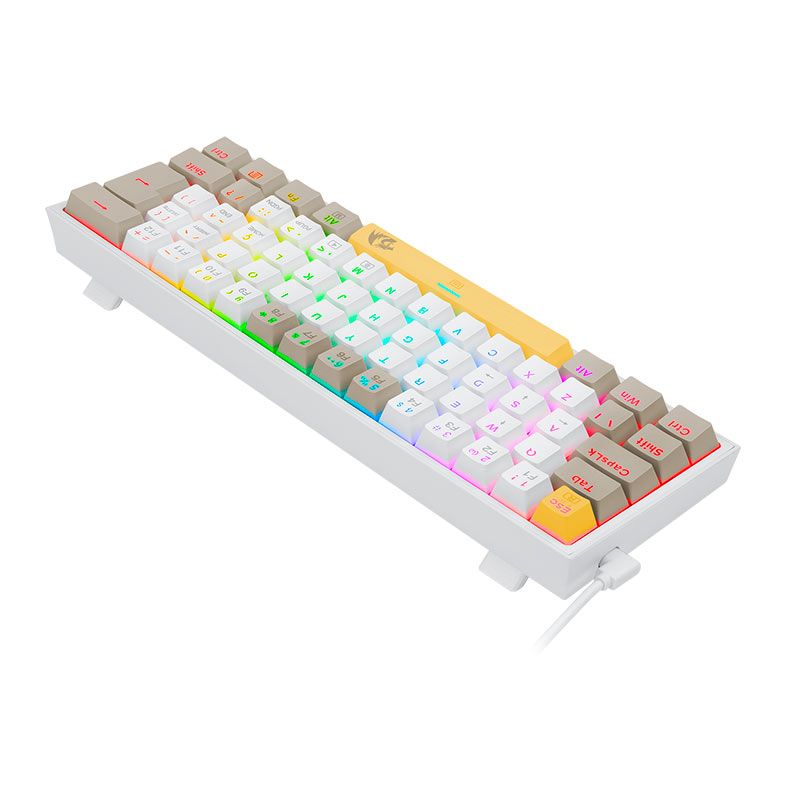 Teclado Mecanico Gamer Redragon Fizz, RGB, Switch Marrom, Branco, K617RGB-YL-WT-GY