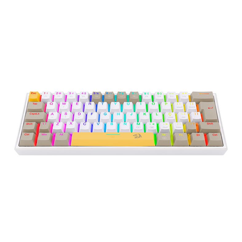 Teclado Mecanico Gamer Redragon Fizz, RGB, Switch Marrom, Branco, K617RGB-YL-WT-GY