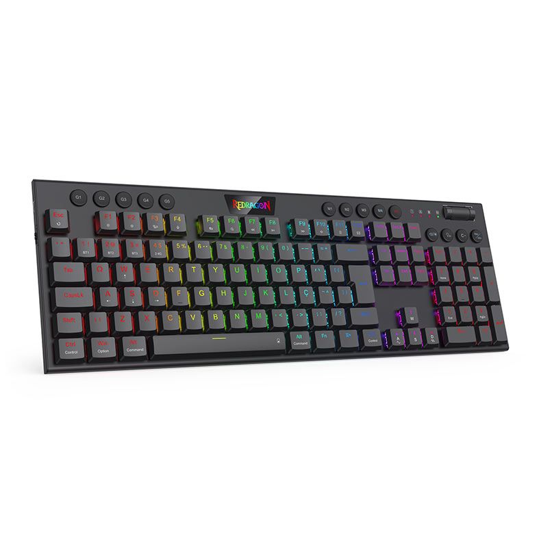Teclado Mecanico Gamer Redragon Horus Pro, RGB, Switch Marrom, USB, Preto, K618RGB-PRO-PT-BROWN