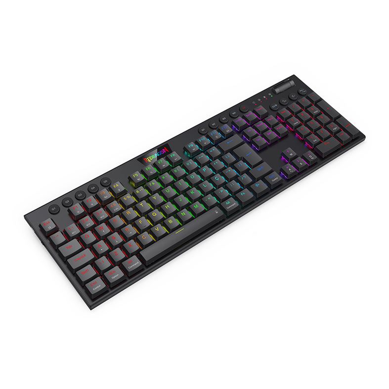 Teclado Mecanico Gamer Redragon Horus Pro, RGB, Switch Marrom, USB, Preto, K618RGB-PRO-PT-BROWN