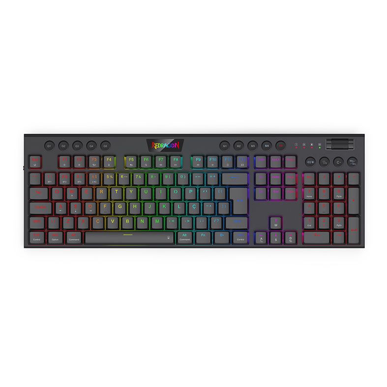 Teclado Mecanico Gamer Redragon Horus Pro, RGB, Switch Marrom, USB, Preto, K618RGB-PRO-PT-BROWN
