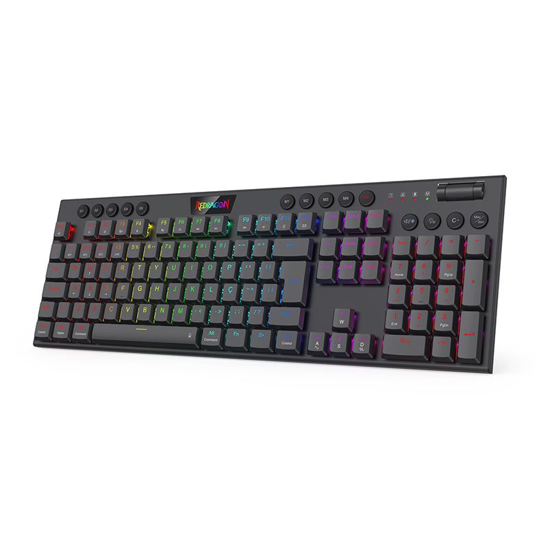 Teclado Mecanico Gamer Redragon Horus Pro, RGB, Switch Marrom, USB, Preto, K618RGB-PRO-PT-BROWN