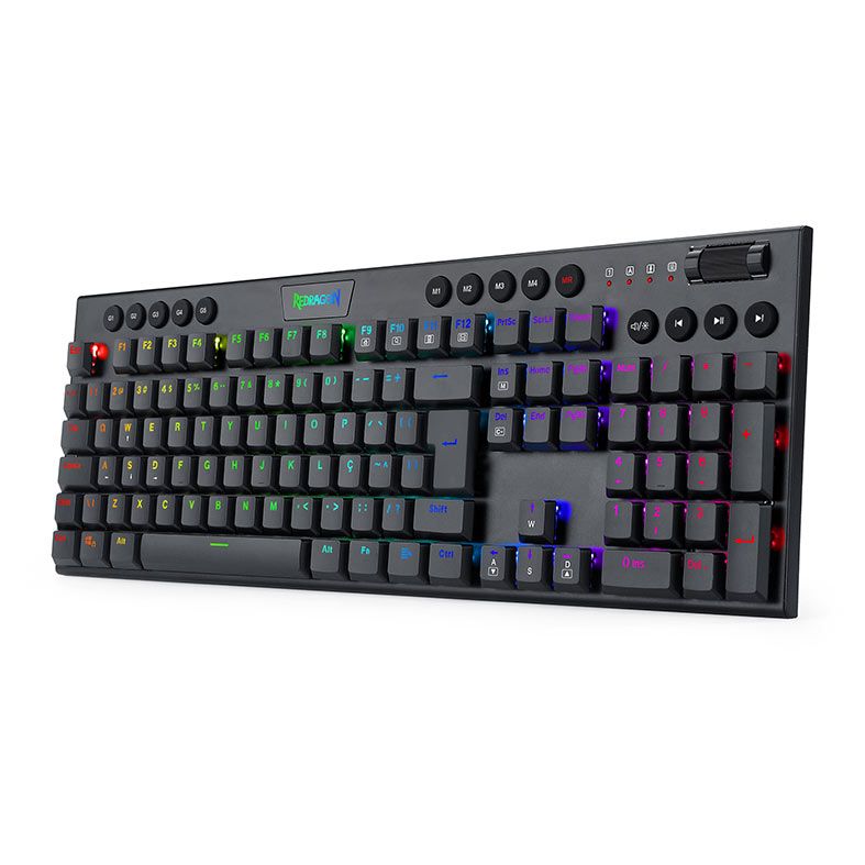 Teclado Mecanico Gamer Redragon Horus, RGB, ABNT2, Switch Azul, Preto, K619-RGB-PT-BLUE