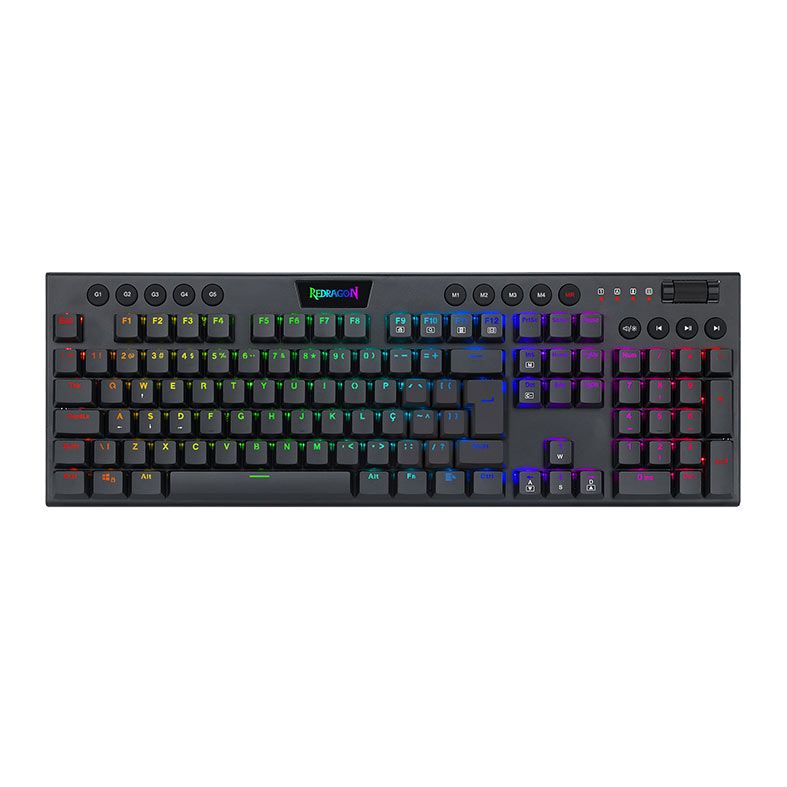 Teclado Mecanico Gamer Redragon Horus, RGB, ABNT2, Switch Azul, Preto, K619-RGB-PT-BLUE