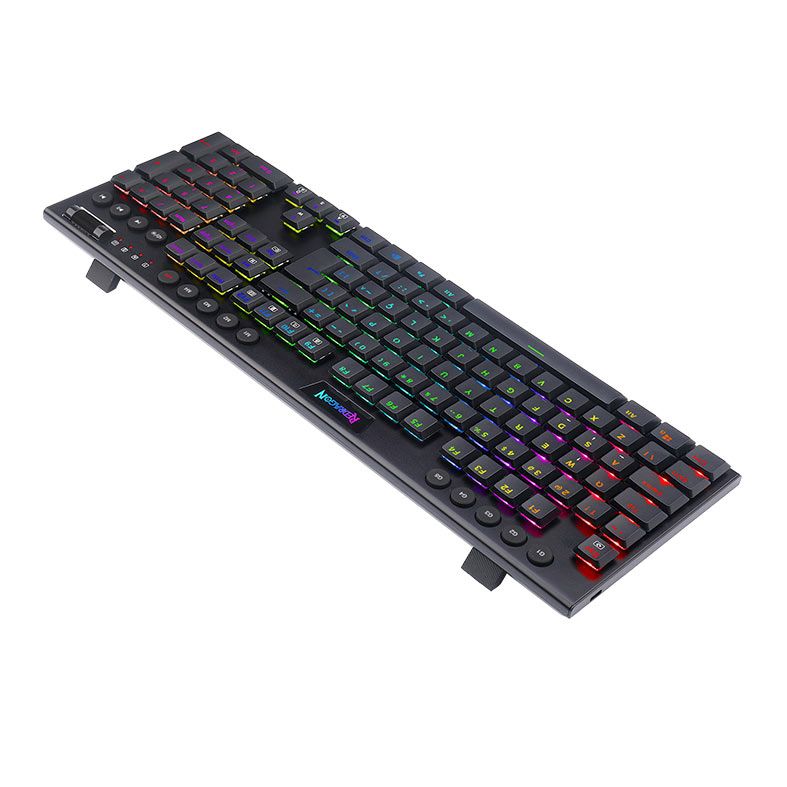 Teclado Mecanico Gamer Redragon Horus, RGB, ABNT2, Switch Marrom, USB, Preto, K619-RGB-PT-BROWN