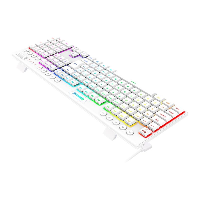 Teclado Mecanico Gamer Redragon Horus, RGB, ABNT2, Switch Azul, Branco, K619W-RGB-PT-BLUE