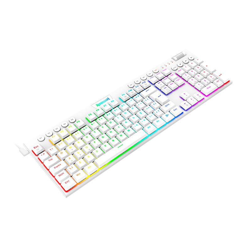 Teclado Mecanico Gamer Redragon Horus, RGB, ABNT2, Switch Marrom, USB, Branco, K619W-RGB-PT-BROWN