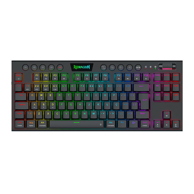 Teclado Mecanico Gamer Redragon Horus Pro TKL, RGB, Switch Marrom, USB, Preto, K621RGB-PRO-PT-BROWN