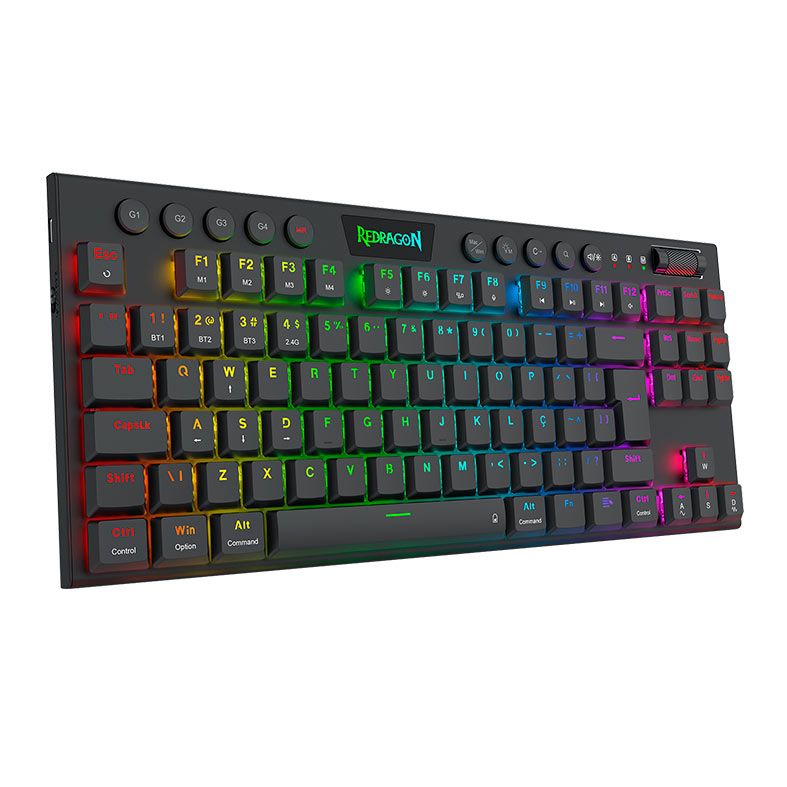 Teclado Mecanico Gamer Redragon Horus Pro TKL, RGB, Switch Marrom, USB, Preto, K621RGB-PRO-PT-BROWN